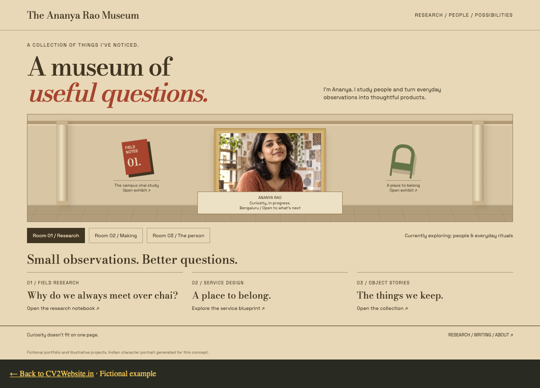 Ananya’s finished museum portfolio with the chai study, belonging project and object notes